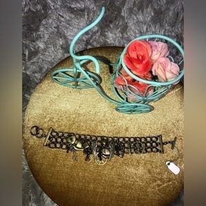 Antique Style Peace Sign lock Key Dove Heart Cross fashion jewelry Bracelet